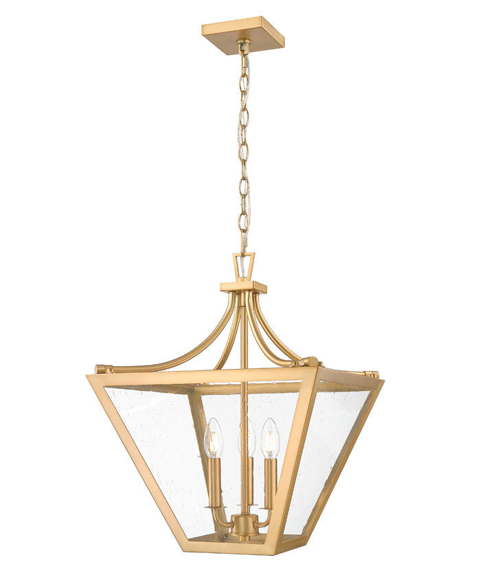 Z-Lite Montalcino 16" 3-Light Rubbed Brass Steel Frame Clear Seedy Glass Shade Chandelier