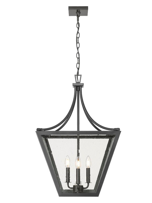 Z-Lite Montalcino 18" 4-Light Iron Ore Steel Frame Clear Seedy Glass Shade Chandelier
