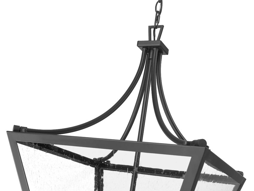 Z-Lite Montalcino 18" 4-Light Iron Ore Steel Frame Clear Seedy Glass Shade Chandelier