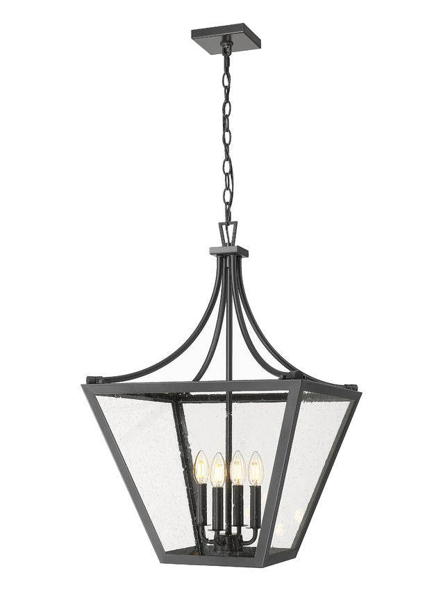 Z-Lite Montalcino 18" 4-Light Iron Ore Steel Frame Clear Seedy Glass Shade Chandelier