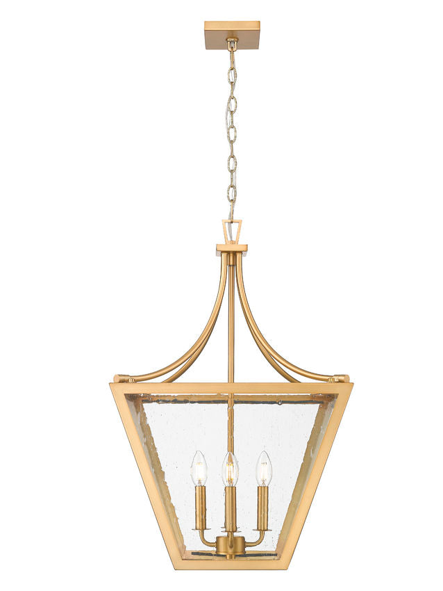 Z-Lite Montalcino 18" 4-Light Rubbed Brass Steel Frame Clear Seedy Glass Shade Chandelier