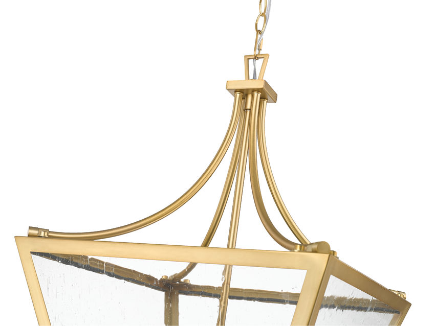 Z-Lite Montalcino 18" 4-Light Rubbed Brass Steel Frame Clear Seedy Glass Shade Chandelier