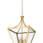 Z-Lite Montalcino 18" 4-Light Rubbed Brass Steel Frame Clear Seedy Glass Shade Chandelier