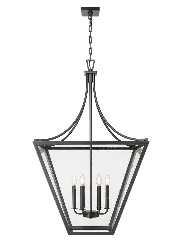 Z-Lite Montalcino 26" 6-Light Iron Ore Steel Frame Clear Seedy Glass Shade Chandelier