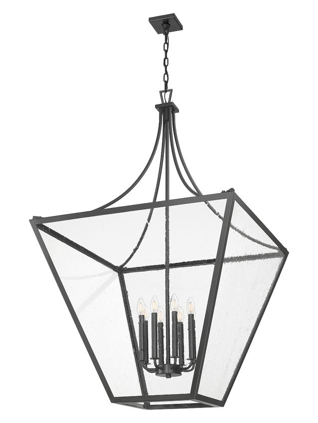 Z-Lite Montalcino 32" 8-Light Iron Ore Steel Frame Clear Seedy Glass Shade Chandelier