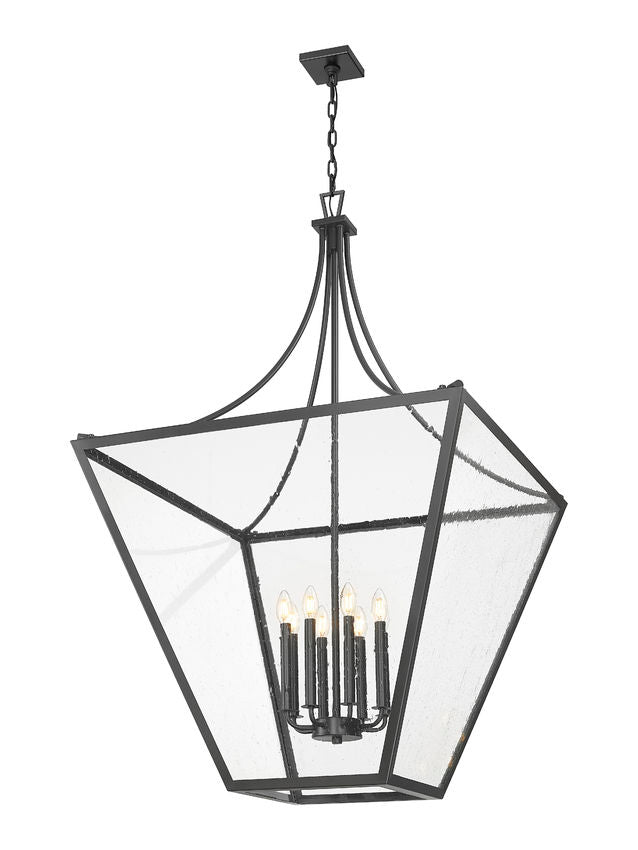 Z-Lite Montalcino 32" 8-Light Iron Ore Steel Frame Clear Seedy Glass Shade Chandelier