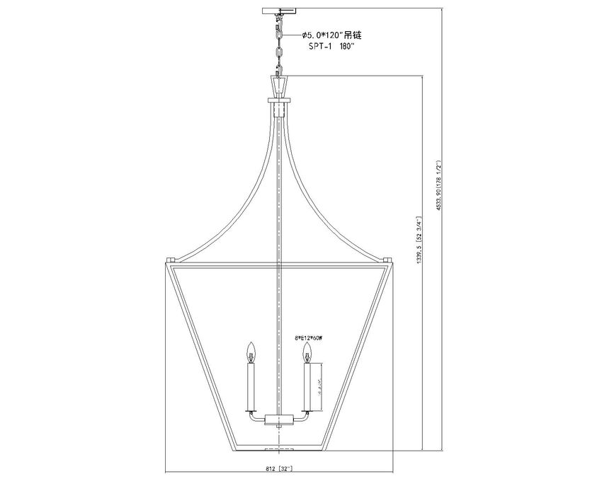 Z-Lite Montalcino 32" 8-Light Rubbed Brass Steel Frame Clear Seedy Glass Shade Chandelier