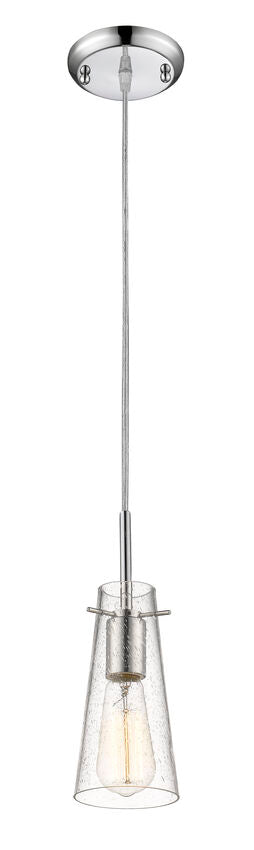 Z-Lite Monte 4" 1-Light Chrome Pendant Light With Clear Seedy Glass Shade