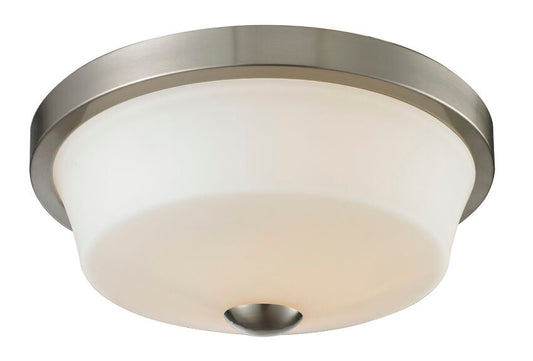 Z-Lite Montego 13" 2-Light Brushed Nickel Steel Flush Mount Lighting With Matte Opal Glass Shade