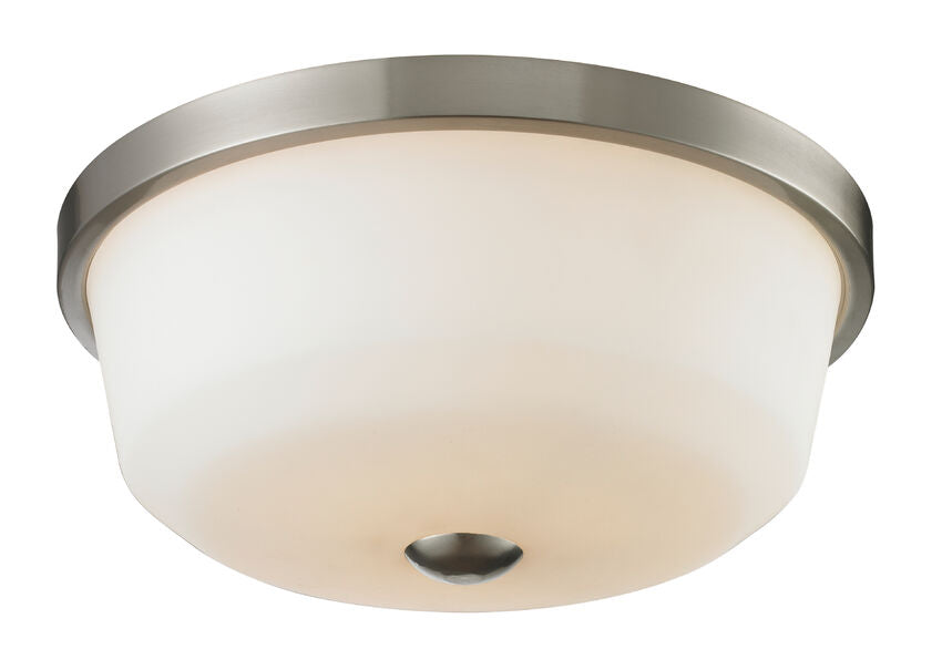 Z-Lite Montego 18" 3-Light Brushed Nickel Steel Flush Mount Lighting With Matte Opal Glass Shade