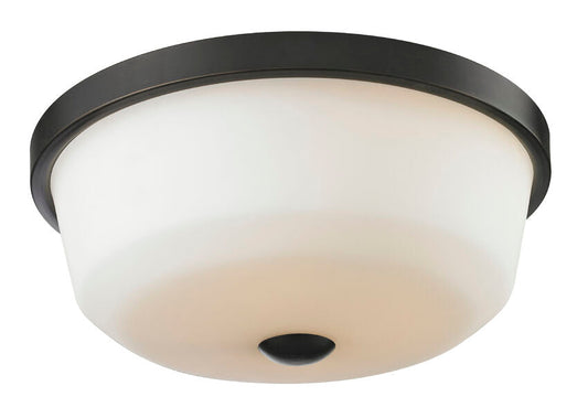 Z-Lite Montego 18" 3-Light Coppery Bronze Steel Flush Mount Lighting With Matte Opal Glass Shade