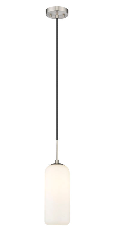 Z-Lite Monty 5" 1-Light Brushed Nickel Pendant Light With Matte Opal Glass Shade