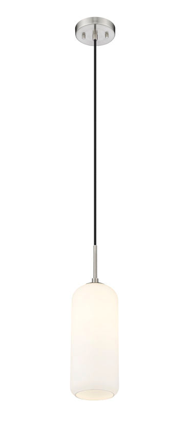 Z-Lite Monty 5" 1-Light Brushed Nickel Pendant Light With Matte Opal Glass Shade