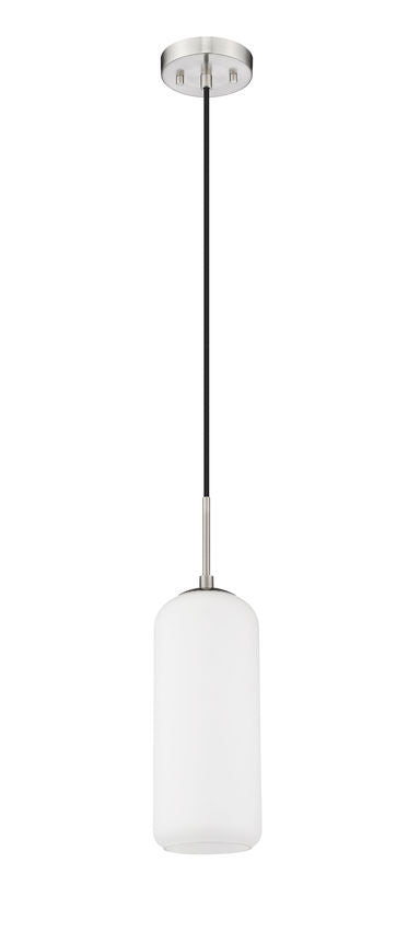 Z-Lite Monty 5" 1-Light Brushed Nickel Pendant Light With Matte Opal Glass Shade