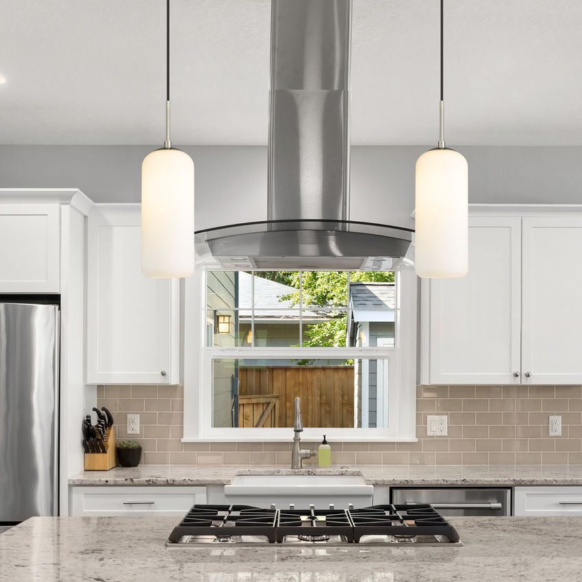 Z-Lite Monty 5" 1-Light Brushed Nickel Pendant Light With Matte Opal Glass Shade