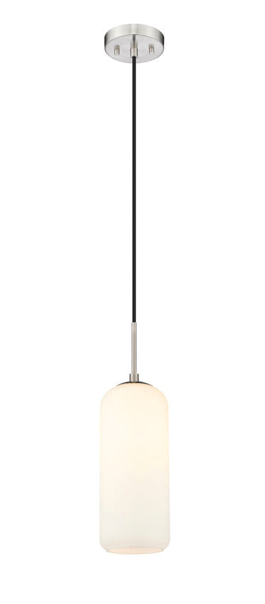 Z-Lite Monty 5" 1-Light Brushed Nickel Pendant Light With Matte Opal Glass Shade