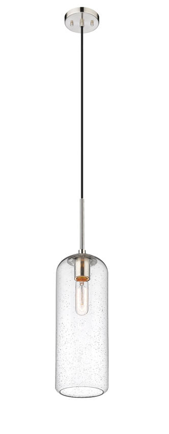 Z-Lite Monty 5" 1-Light Brushed Nickel Pendant Light With Seedy Glass Shade