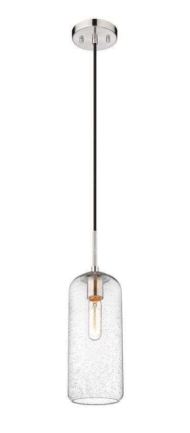 Z-Lite Monty 5" 1-Light Brushed Nickel Pendant Light With Seedy Glass Shade