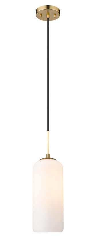Z-Lite Monty 5" 1-Light Heritage Brass Pendant Light With Matte Opal Glass Shade