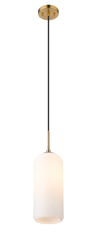 Z-Lite Monty 5" 1-Light Heritage Brass Pendant Light With Matte Opal Glass Shade