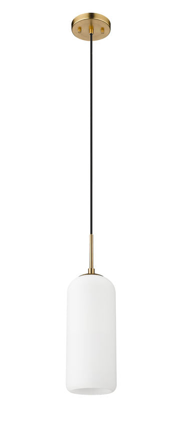 Z-Lite Monty 5" 1-Light Heritage Brass Pendant Light With Matte Opal Glass Shade
