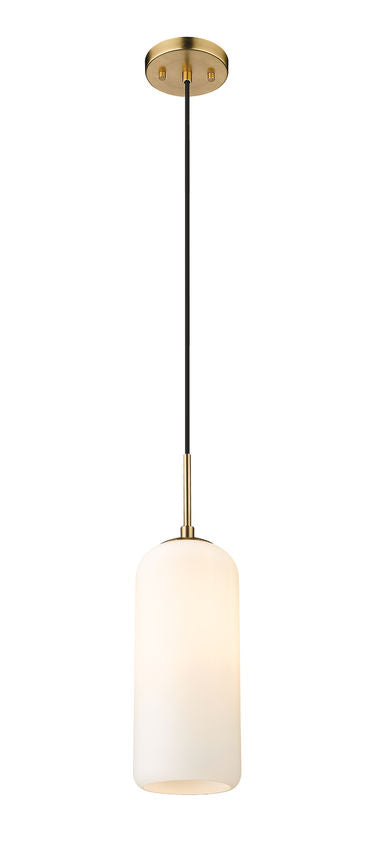 Z-Lite Monty 5" 1-Light Heritage Brass Pendant Light With Matte Opal Glass Shade