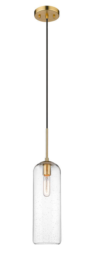 Z-Lite Monty 5" 1-Light Heritage Brass Pendant Light With Seedy Glass Shade