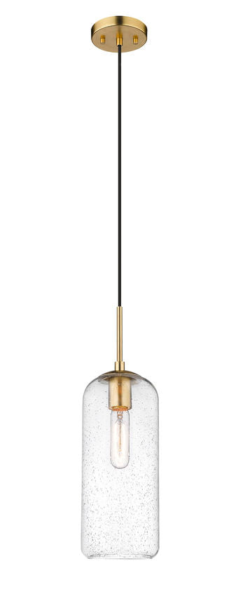 Z-Lite Monty 5" 1-Light Heritage Brass Pendant Light With Seedy Glass Shade