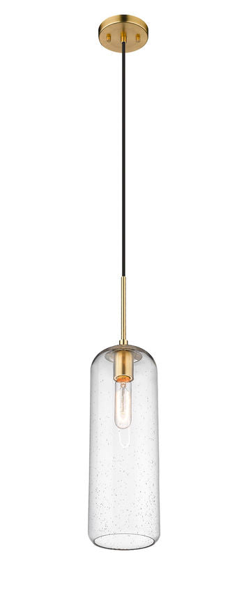 Z-Lite Monty 5" 1-Light Heritage Brass Pendant Light With Seedy Glass Shade