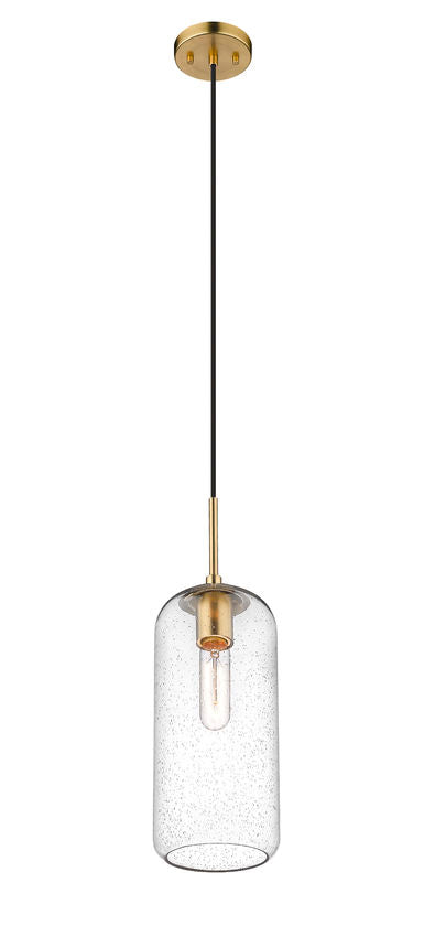 Z-Lite Monty 5" 1-Light Heritage Brass Pendant Light With Seedy Glass Shade