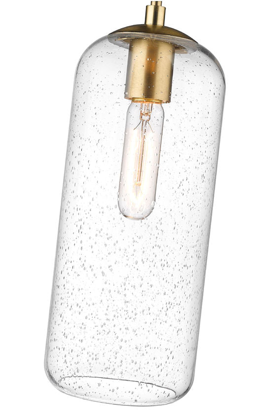 Z-Lite Monty 5" 1-Light Heritage Brass Pendant Light With Seedy Glass Shade