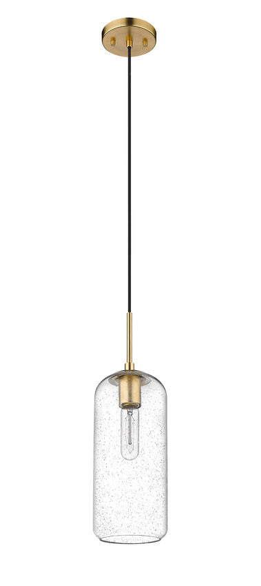 Z-Lite Monty 5" 1-Light Heritage Brass Pendant Light With Seedy Glass Shade