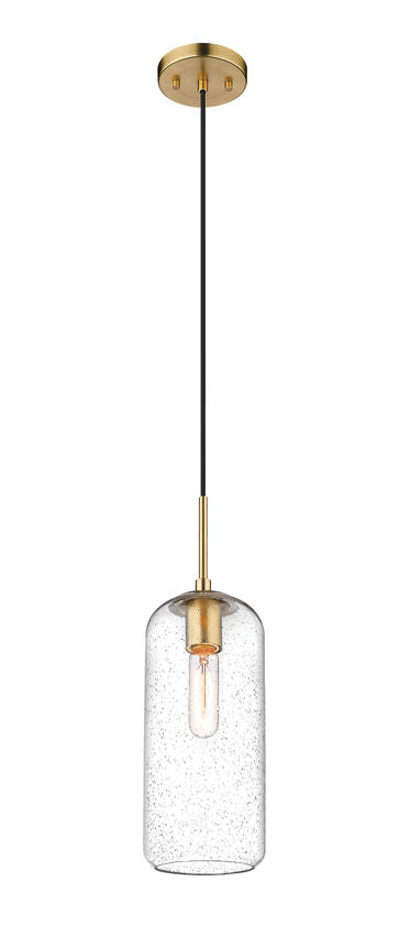 Z-Lite Monty 5" 1-Light Heritage Brass Pendant Light With Seedy Glass Shade