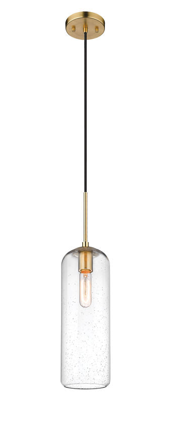 Z-Lite Monty 5" 1-Light Heritage Brass Pendant Light With Seedy Glass Shade