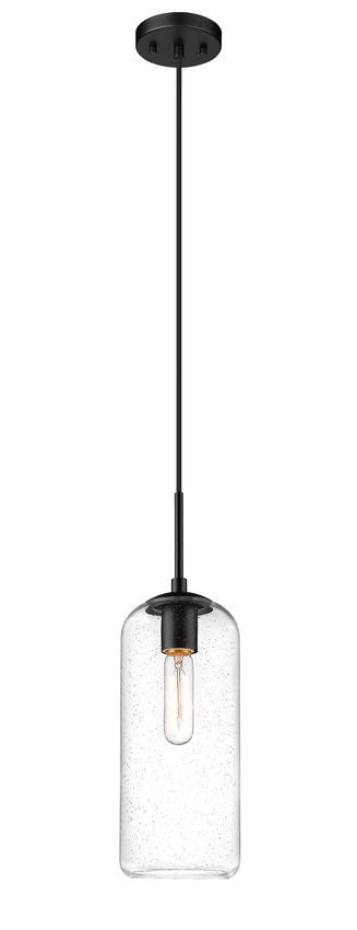 Z-Lite Monty 5" 1-Light Matte Black Pendant Light With Seedy Glass Shade