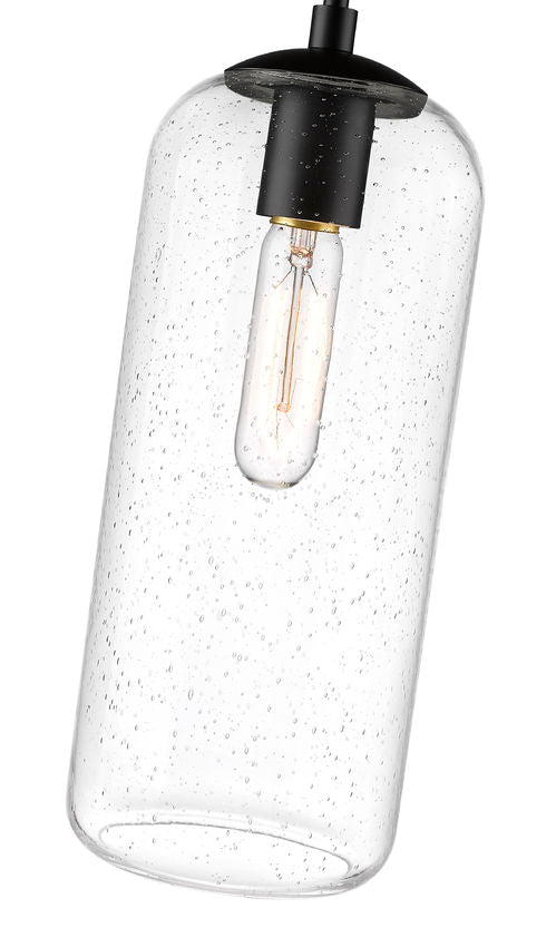 Z-Lite Monty 5" 1-Light Matte Black Pendant Light With Seedy Glass Shade