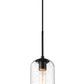 Z-Lite Monty 5" 1-Light Matte Black Pendant Light With Seedy Glass Shade