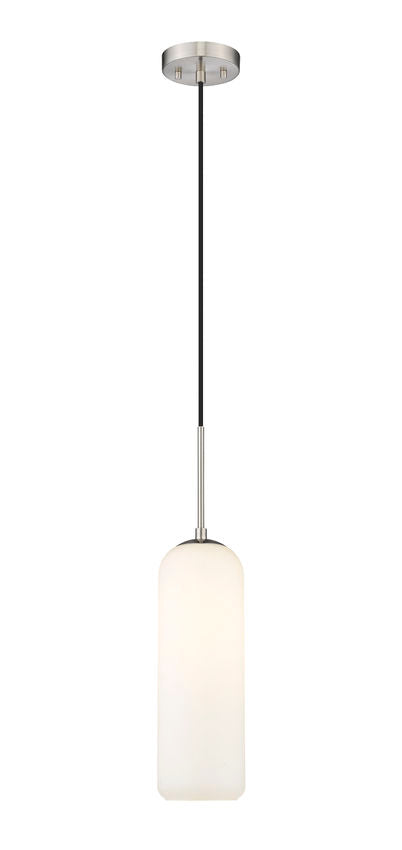 Z-Lite Monty 5" W x 22" H 1-Light Brushed Nickel Pendant Light With Matte Opal Glass Shade