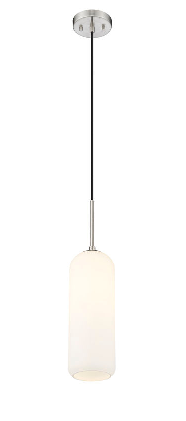 Z-Lite Monty 5" W x 22" H 1-Light Brushed Nickel Pendant Light With Matte Opal Glass Shade