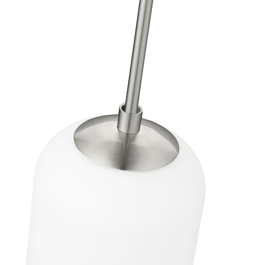 Z-Lite Monty 5" W x 22" H 1-Light Brushed Nickel Pendant Light With Matte Opal Glass Shade