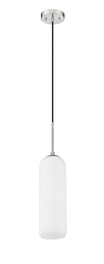 Z-Lite Monty 5" W x 22" H 1-Light Brushed Nickel Pendant Light With Matte Opal Glass Shade