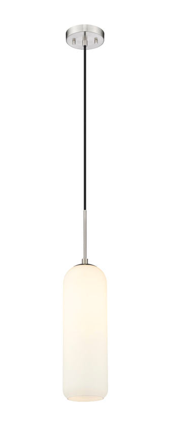 Z-Lite Monty 5" W x 22" H 1-Light Brushed Nickel Pendant Light With Matte Opal Glass Shade