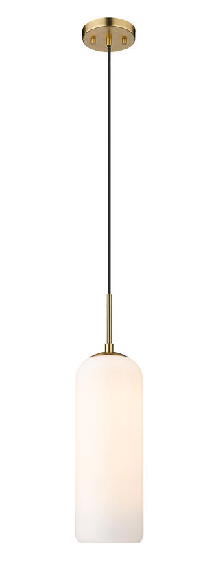 Z-Lite Monty 5" W x 22" H 1-Light Heritage Brass Pendant Light With Matte Opal Glass Shade