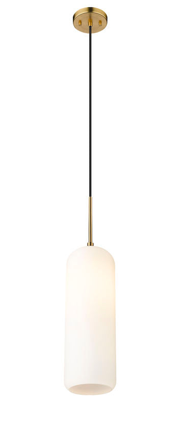 Z-Lite Monty 5" W x 22" H 1-Light Heritage Brass Pendant Light With Matte Opal Glass Shade