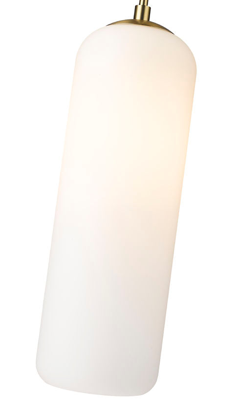 Z-Lite Monty 5" W x 22" H 1-Light Heritage Brass Pendant Light With Matte Opal Glass Shade