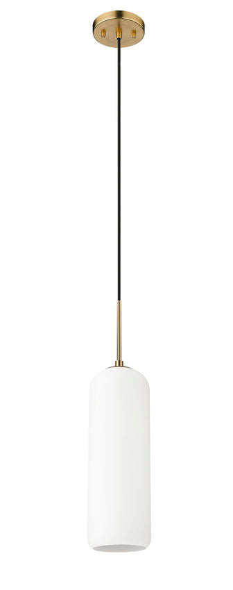 Z-Lite Monty 5" W x 22" H 1-Light Heritage Brass Pendant Light With Matte Opal Glass Shade