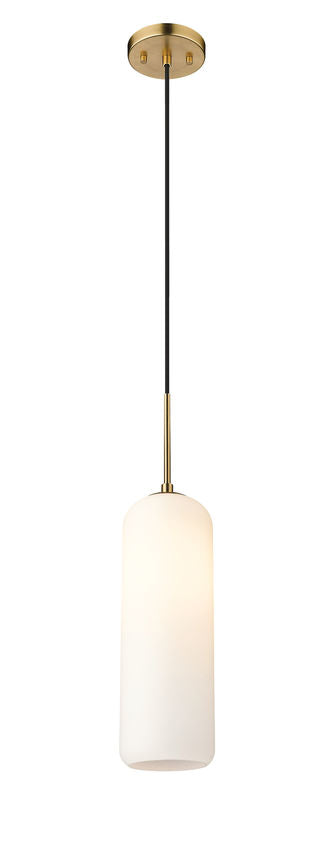 Z-Lite Monty 5" W x 22" H 1-Light Heritage Brass Pendant Light With Matte Opal Glass Shade