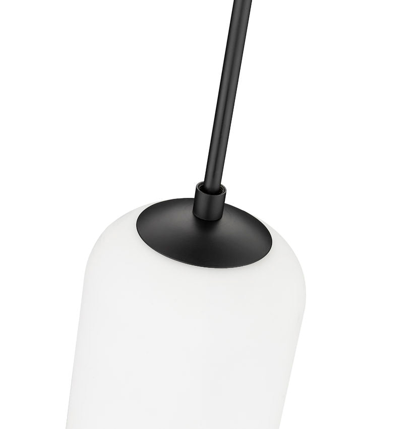 Z-Lite Monty 5" W x 22" H 1-Light Matte Black Pendant Light With Matte Opal Glass Shade