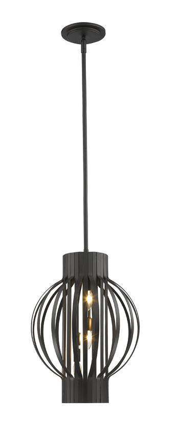 Z-Lite Moundou 12" 3-Light Bronze Steel Pendant Light