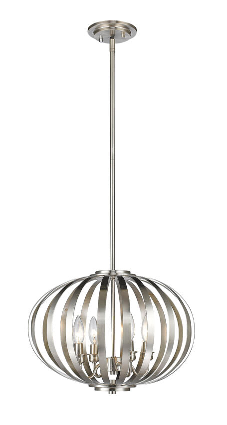 Z-Lite Moundou 15" 4-Light Brushed Nickel Steel Pendant Light